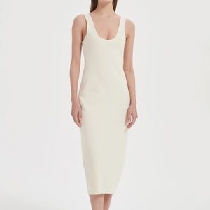 COS knitted off-white/ cream tube midi dress